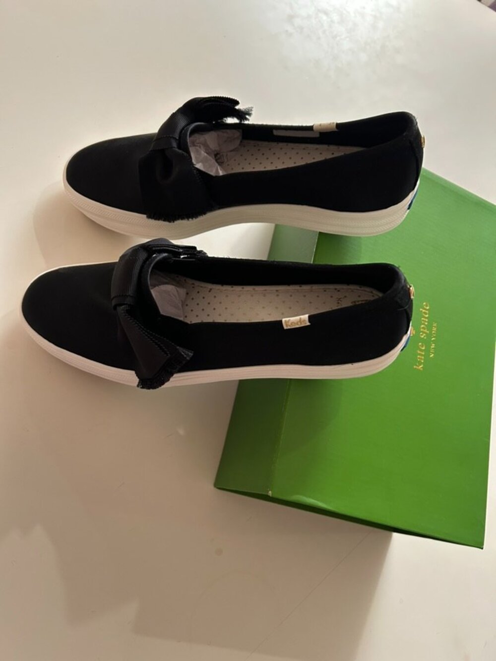 Kate Spade Keds: Black Slip on Deck Shoes - Picture 3 of 5